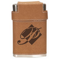 Faux Leather Flask w/ Lid and 3 Shot Glasses